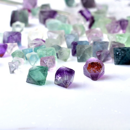 Natural Rainbow Fluorite Octahedron Crystals – Raw Healing Stones for Energy Cleansing & Décor