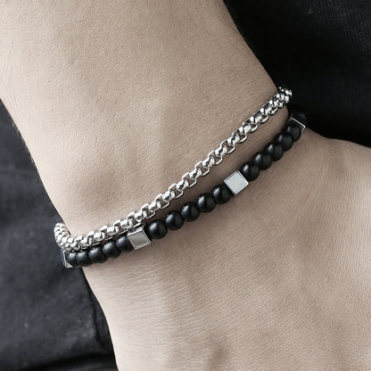 hematite men’s bracelet – metallic natural stone beads