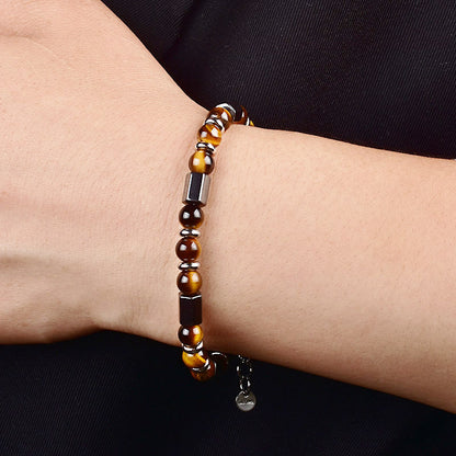 Hematite & Tiger’s Eye Titanium Bracelet – Men’s Strength & Protection
