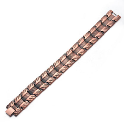 Men’s 3-Row Magnetic Pure Red Copper Bracelet