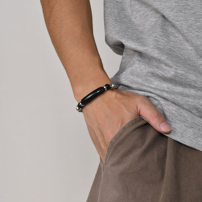 Titanium Tiger’s Eye Bracelet – Natural Stone Men’s Protection Jewelry