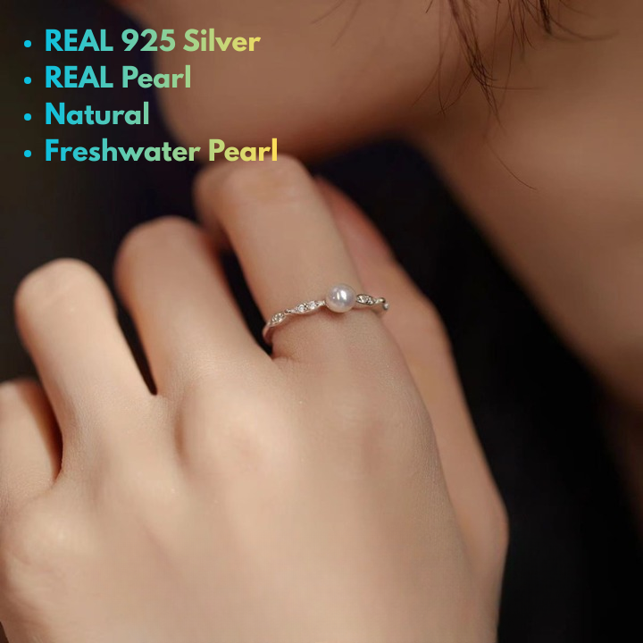 925 sterling silver freshwater pearl ring with 5mm pearl