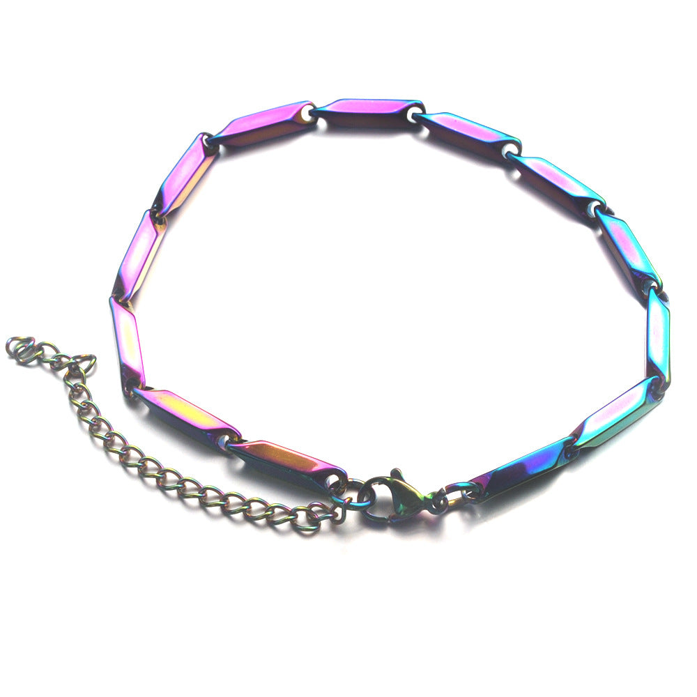 Rainbow stainless steel chain bracelet waterproof adjustable jewelry