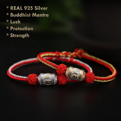 Tibetan 925 silver Buddhist mantra bracelet for protection and luck
