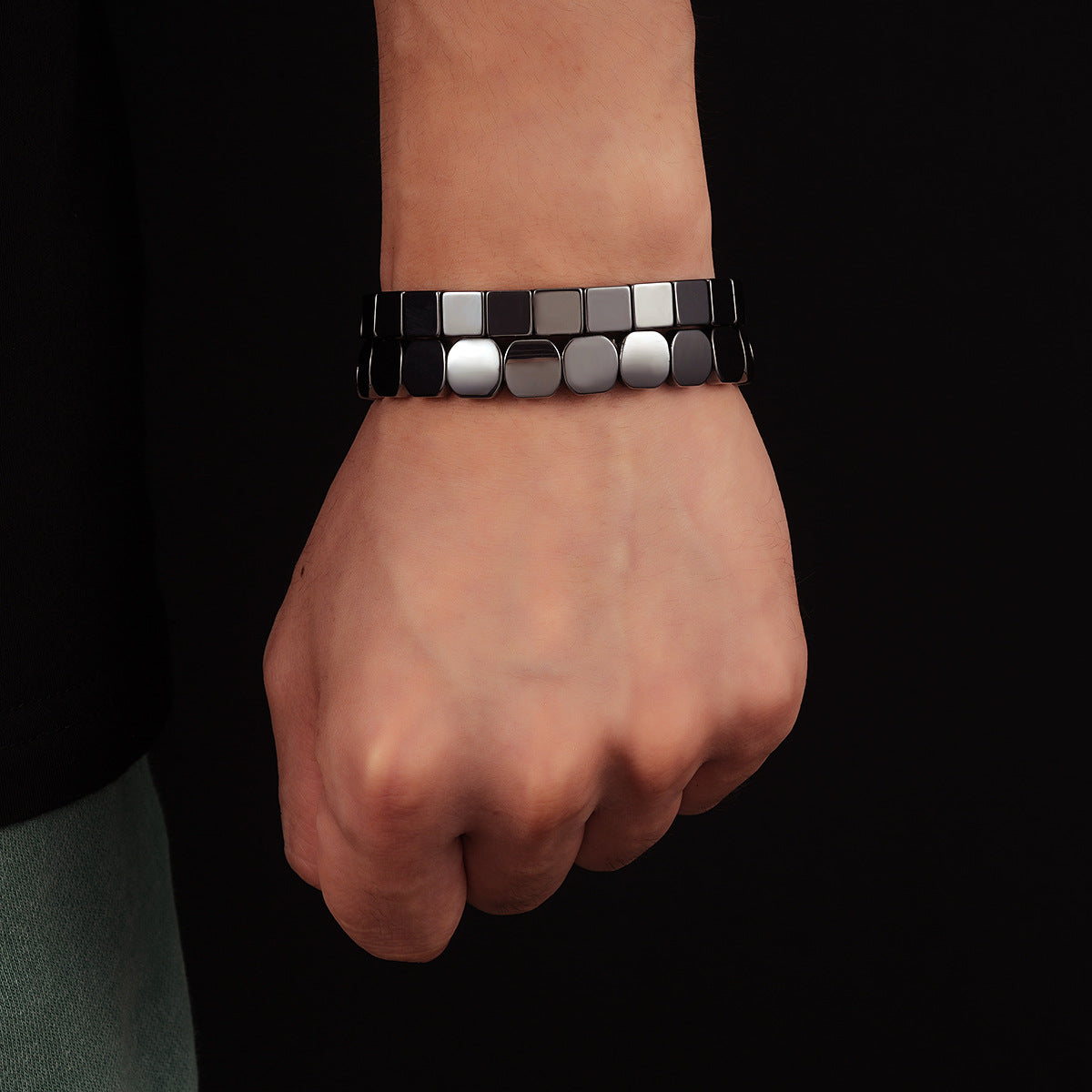 Hematite bracelet for men made with natural grounding gemstone beads