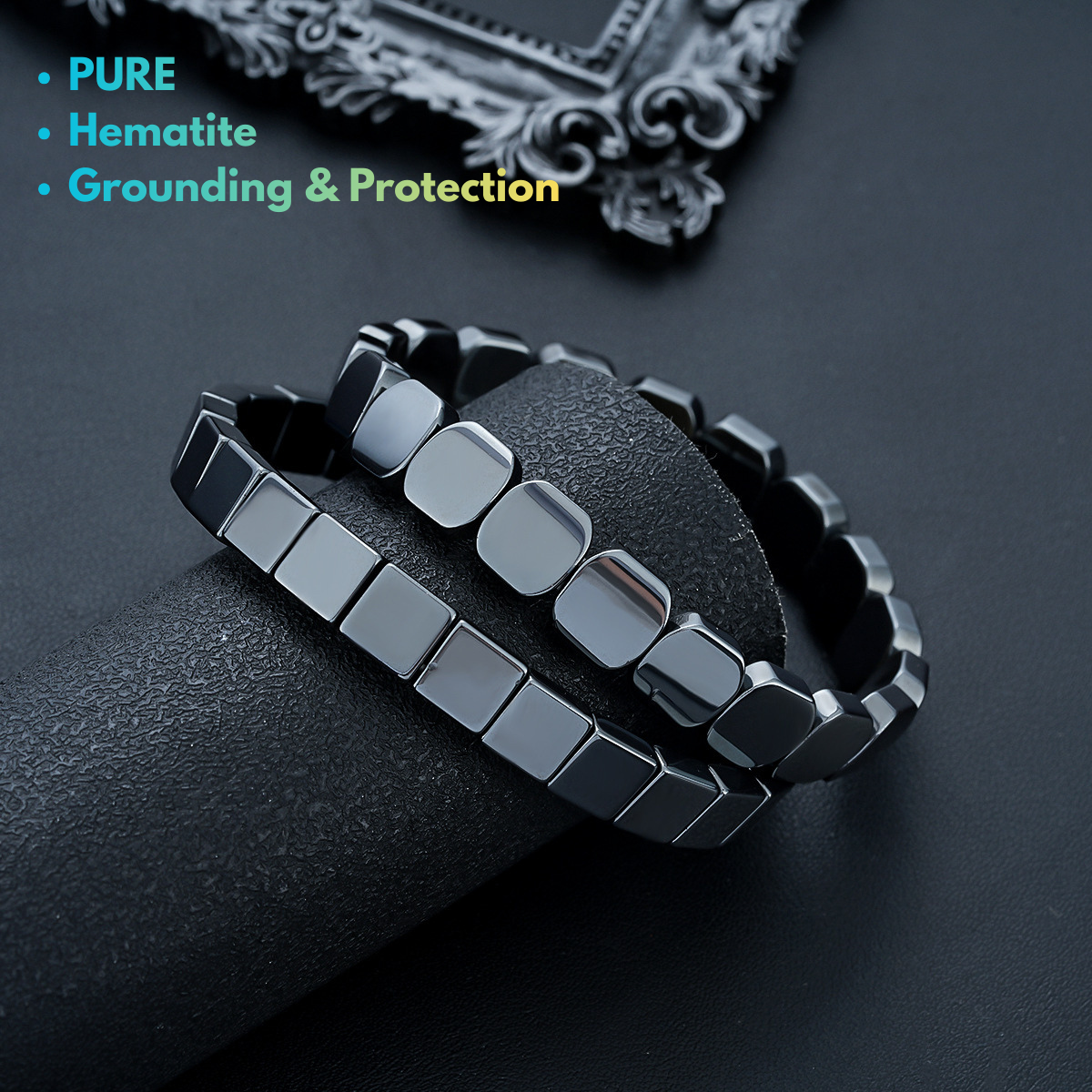 Hematite bracelet for men made with natural grounding gemstone beads