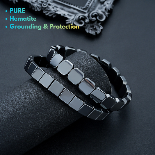 Hematite bracelet for men made with natural grounding gemstone beads