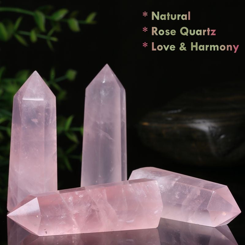 natural rose quartz crystal point tower healing wand for love and harmony