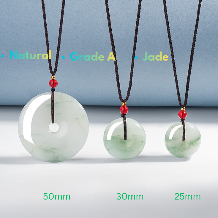 Natural Grade A Jadeite Donut Pendant Necklace – white jade with light green veins