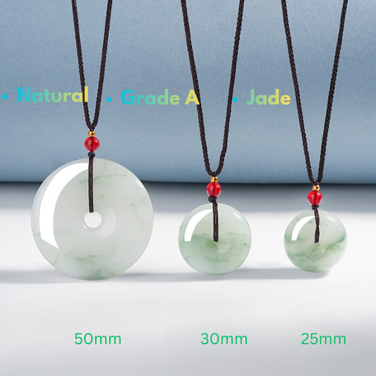 Natural Grade A Jadeite Donut Pendant Necklace – white jade with light green veins