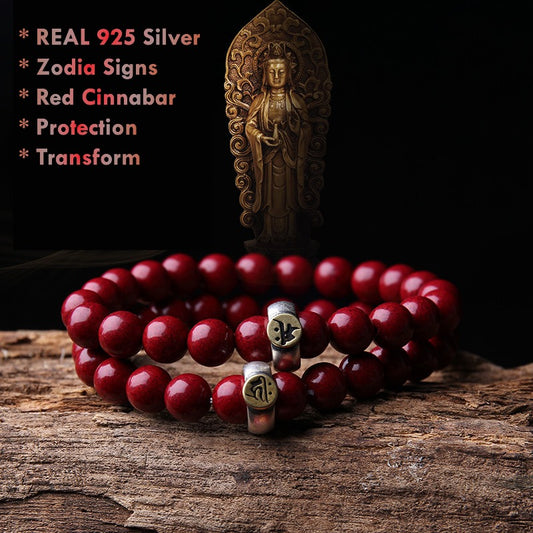 925 silver zodiac cinnabar bracelet personalized zodiac sign charm