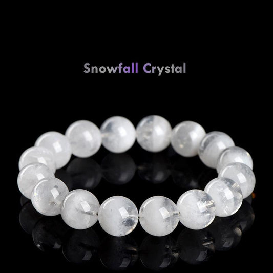 Crystal Snowfall Bracelet – Natural White Phantom Quartz Beads