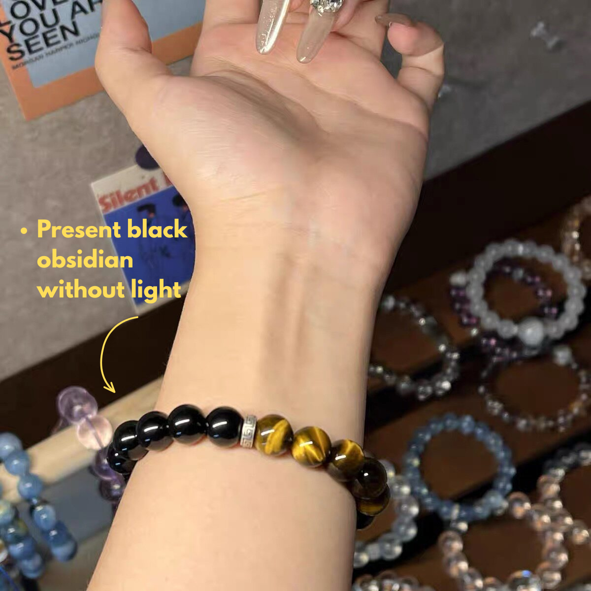 Protection Bracelet for Men with Tiger Eye and Black Obsidian