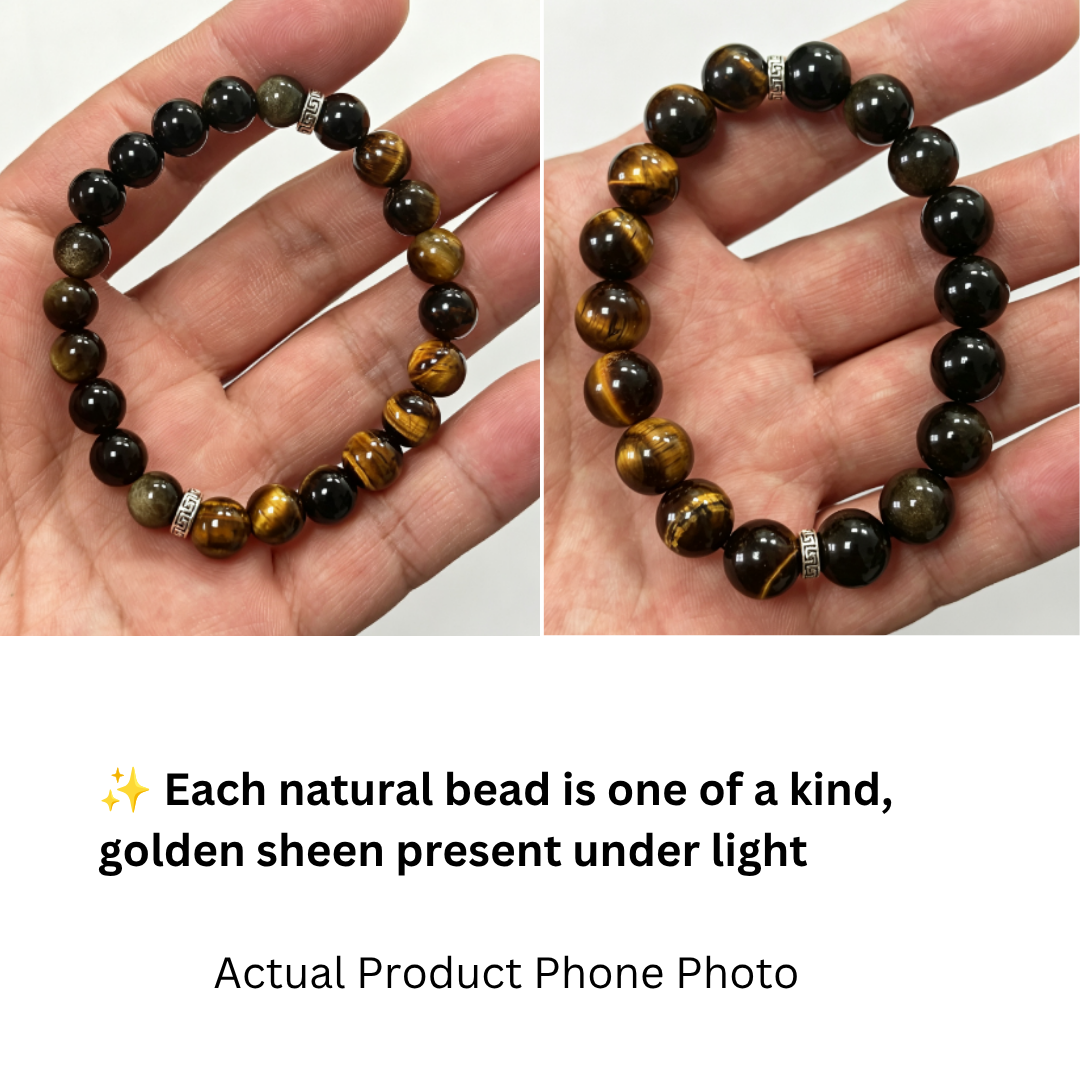 8mm Natural Gemstone Bracelet with Stretch Cord close up look beads natural texture