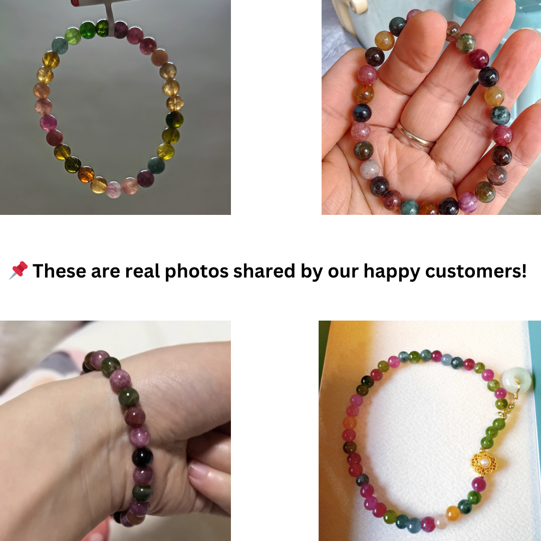 Natural Brazil Tourmaline Bracelet – Multicolor Healing Crystal Jewelry