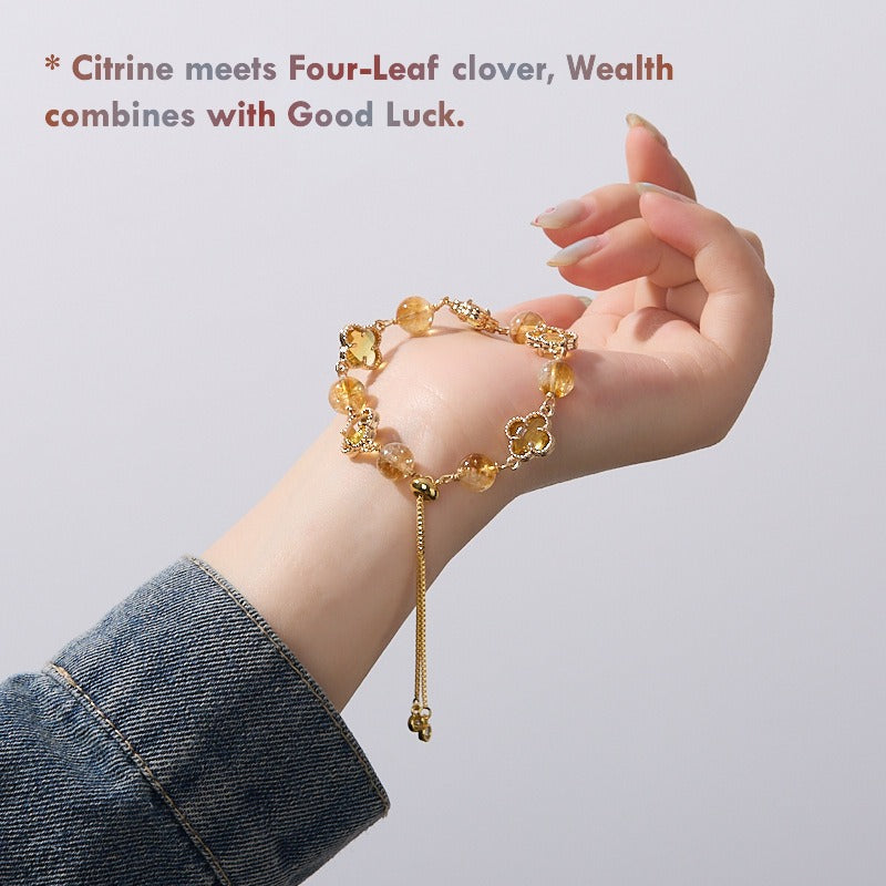 elegant women’s gemstone jewelry four leaf clover bracelet adjustable