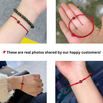 High-Content Cinnabar Red String Bracelet – Handmade Luck & Protection