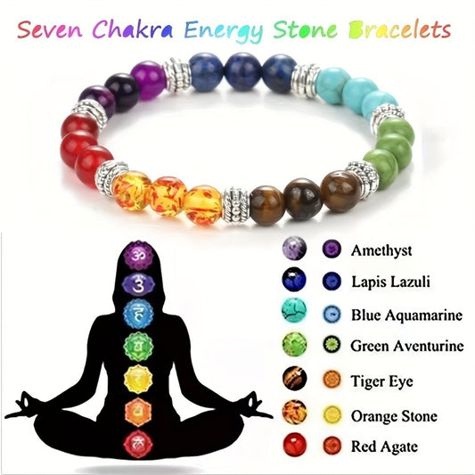 Authentic 7 Chakra Gemstone Bracelet Natural Stone Beads