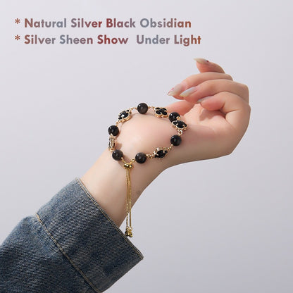 elegant women’s gemstone jewelry four leaf clover bracelet adjustable