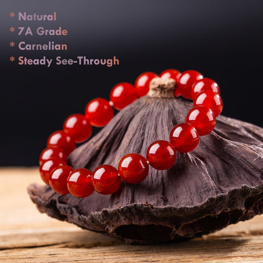 7A Grade Natural Carnelian Bracelet 8mm Energy & Positivity