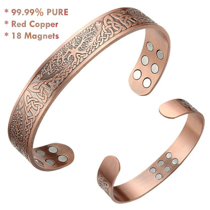 99.99% pure copper tree of life magnetic bracelet unisex