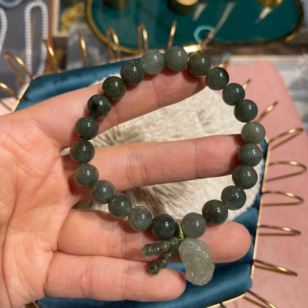 Natural Myanmar Green Jadeite Feng Shui Pixiu Bracelet - Wealth, Abundance & Inner Peace