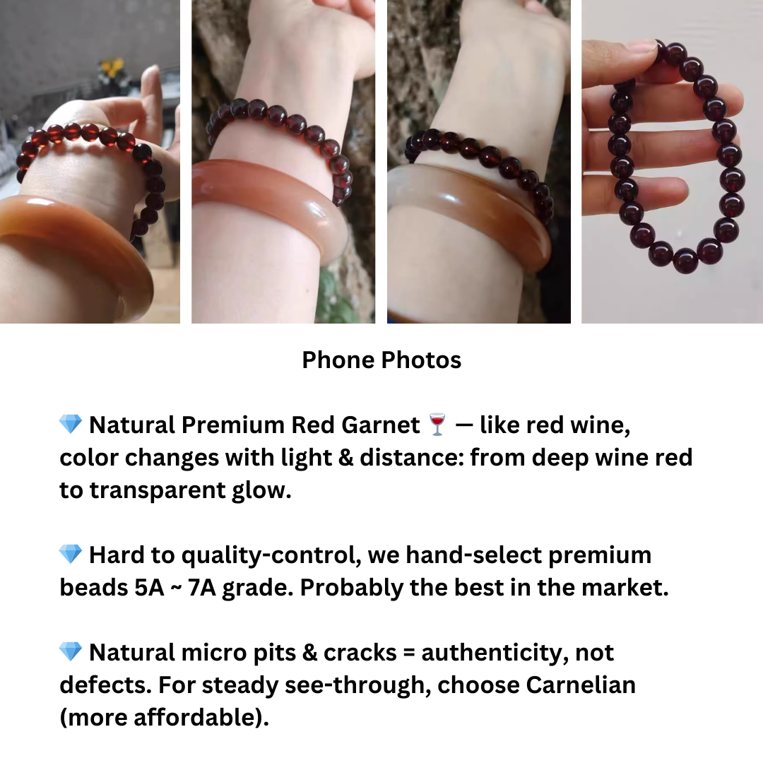 Genuine Garnet Beads Close-up – Deep Wine Red Color Under Light