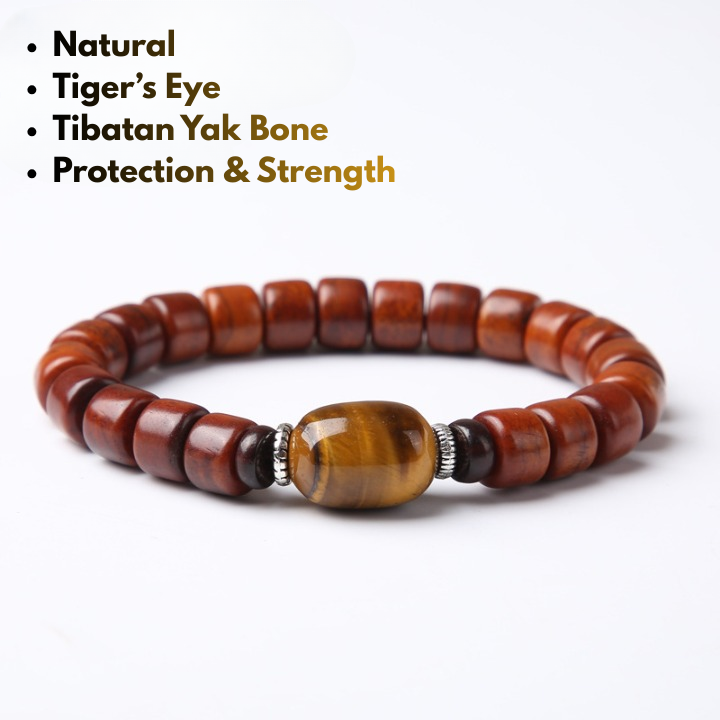 Men’s Tibetan Warrior Yak Bone Bracelet Protection Amulet