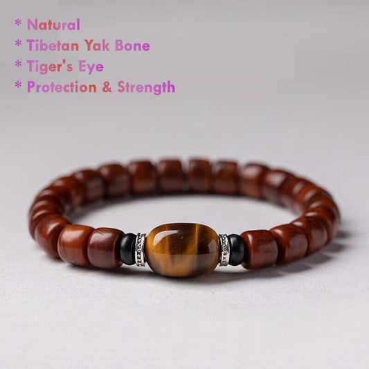 Men’s Tibetan Warrior Yak Bone Bracelet Protection Amulet