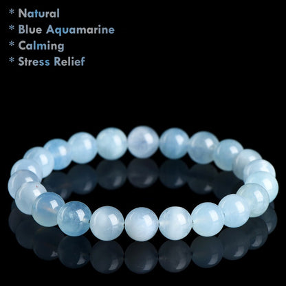 natural blue aquamarine bracelet calming soothing crystal jewelry