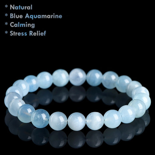 natural blue aquamarine bracelet calming soothing crystal jewelry