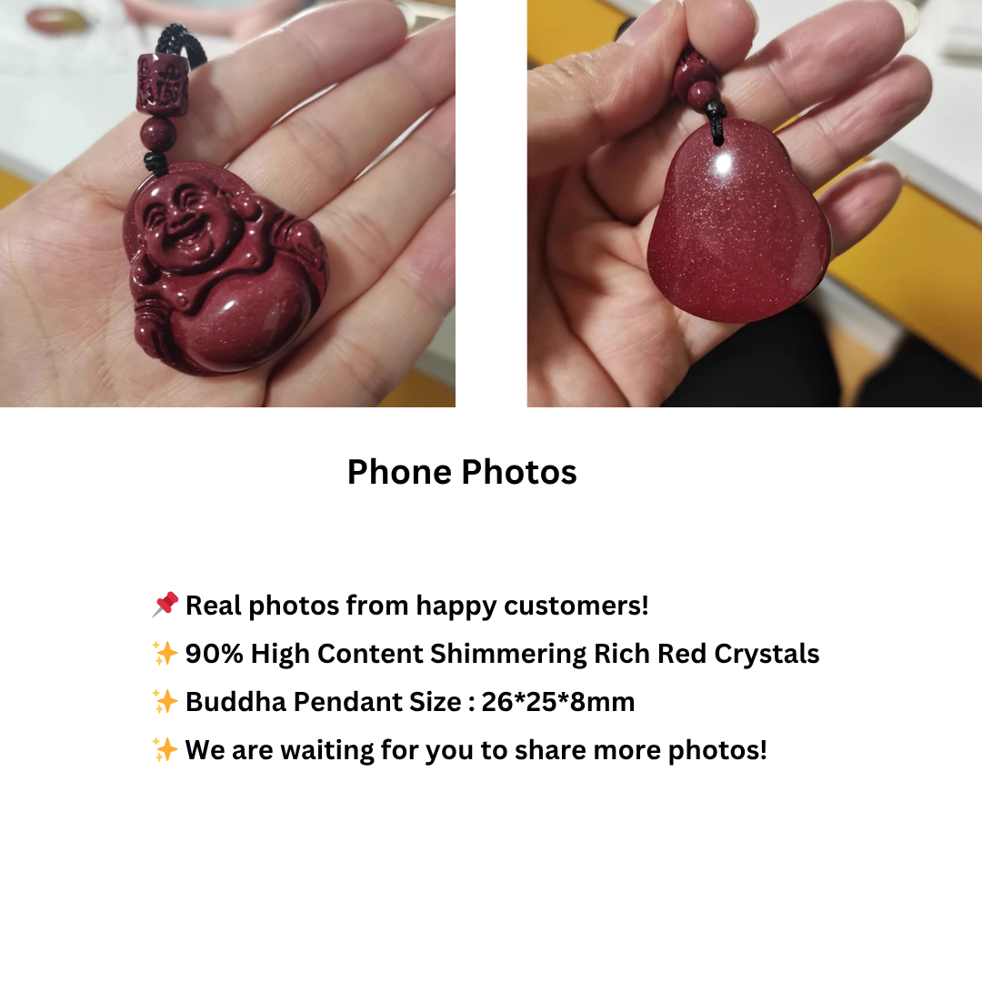 Unisex cinnabar Buddha necklace on adjustable cord