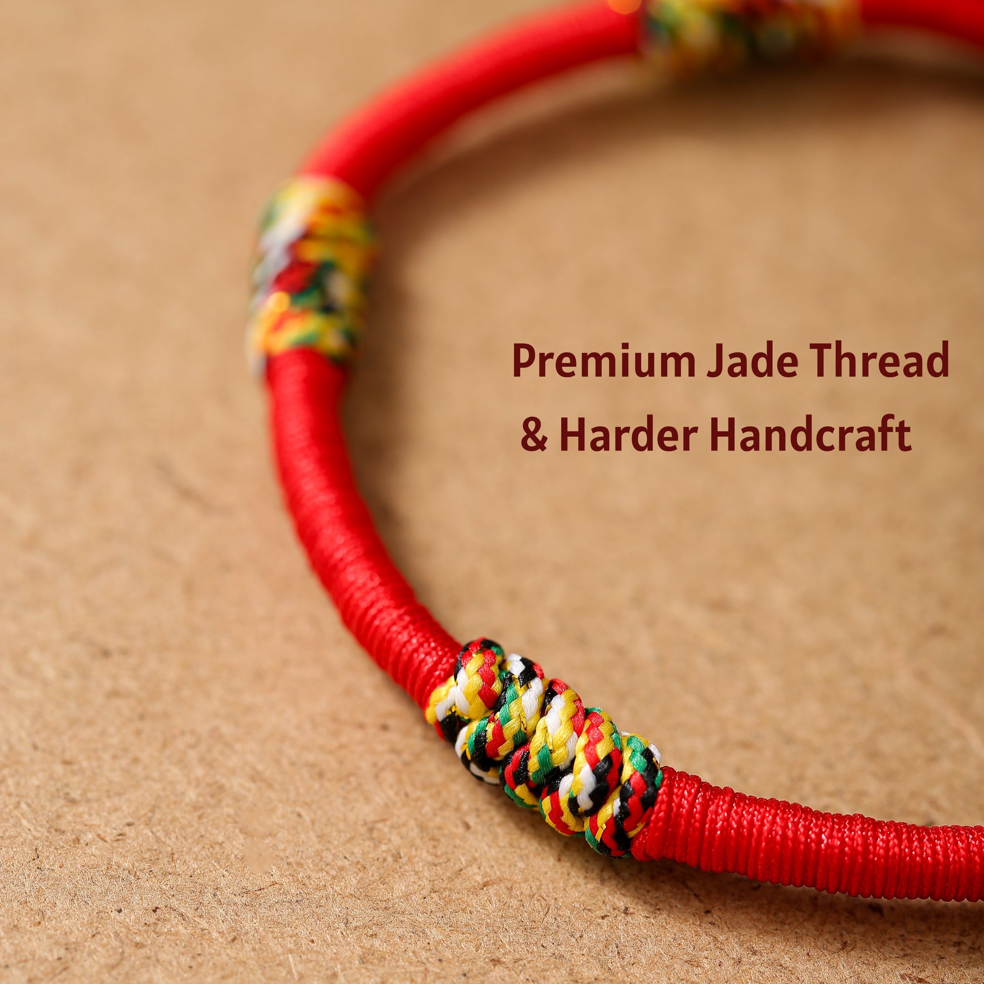 Handmade Tibetan Red String Bracelet with 5-Color Monk Thread – Buddhist Protection Amulet
