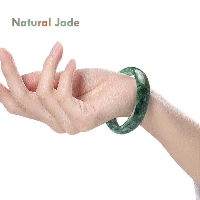 Natural Grade A Jade Bangle – Authentic Green Jade Bracelet Handcrafted Jewelry