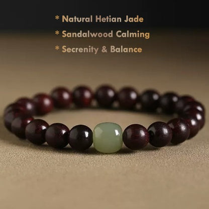 Natural Hetian Jade & Sandalwood Bracelet – Serenity & Balance