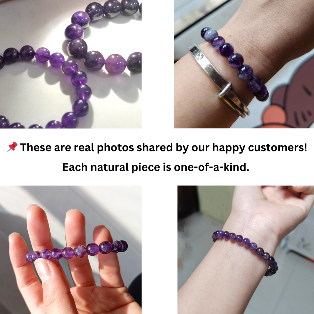 Natural Amethyst Healing Bracelet for Protection & Calm