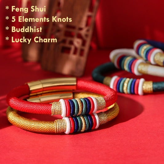 feng shui 5 elements knots bracelet handmade buddhist lucky charm
