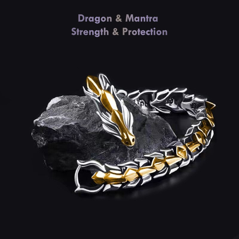 titanium dragon mantra bracelet for men feng shui protection jewelry