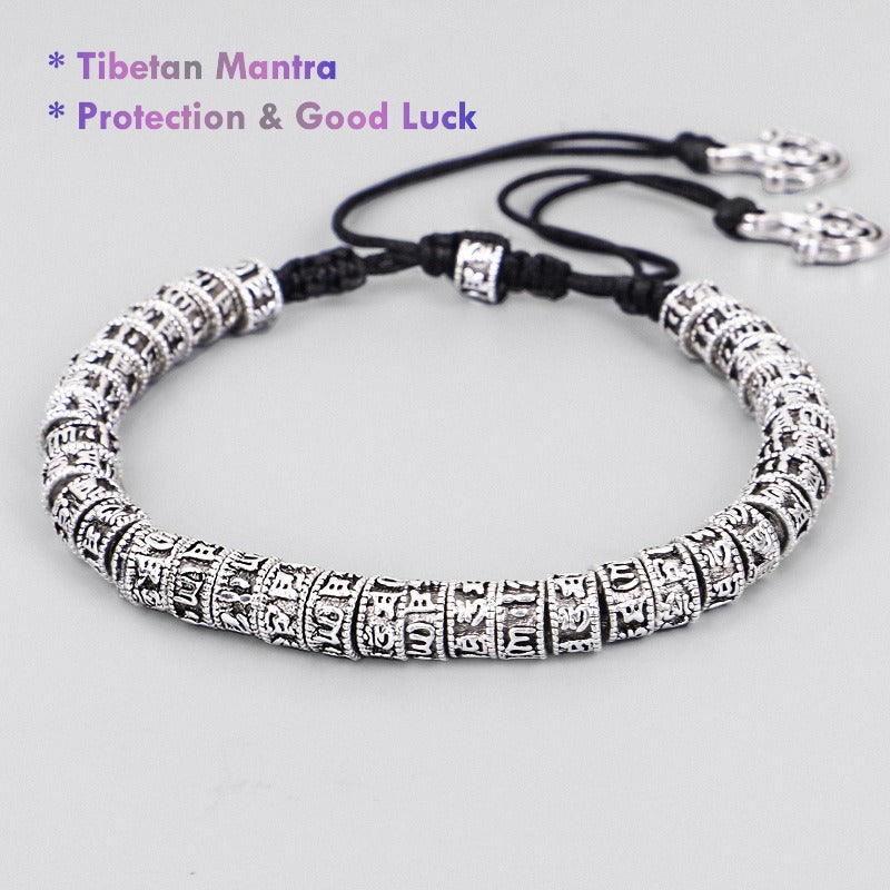 Tibetan Buddhist Mani Mantra Bracelet Om Mani Padme Hum Engraved Protection Jewelry