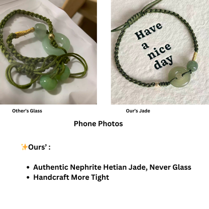 Natural Hetian Green Jade Pi Disc Bracelet