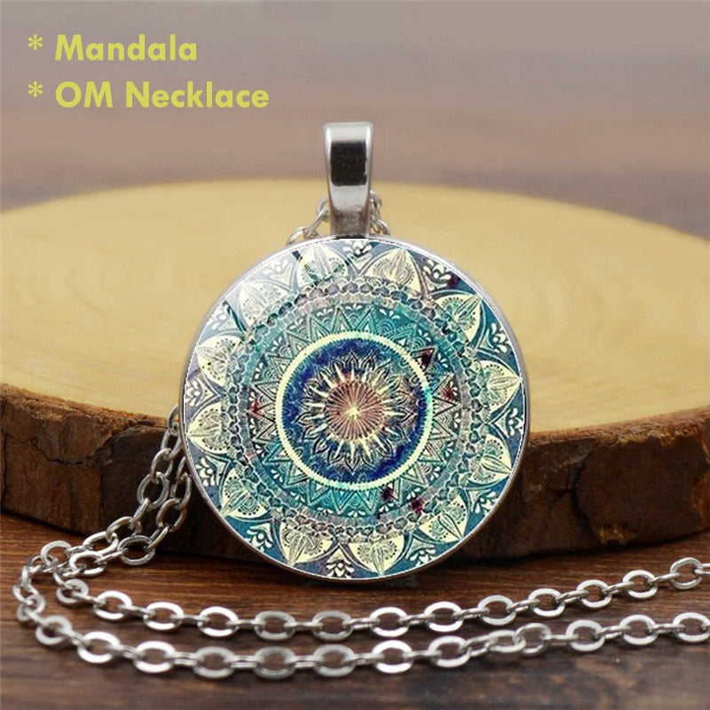 natural gemstone mandala yoga necklace handmade crystal pendant