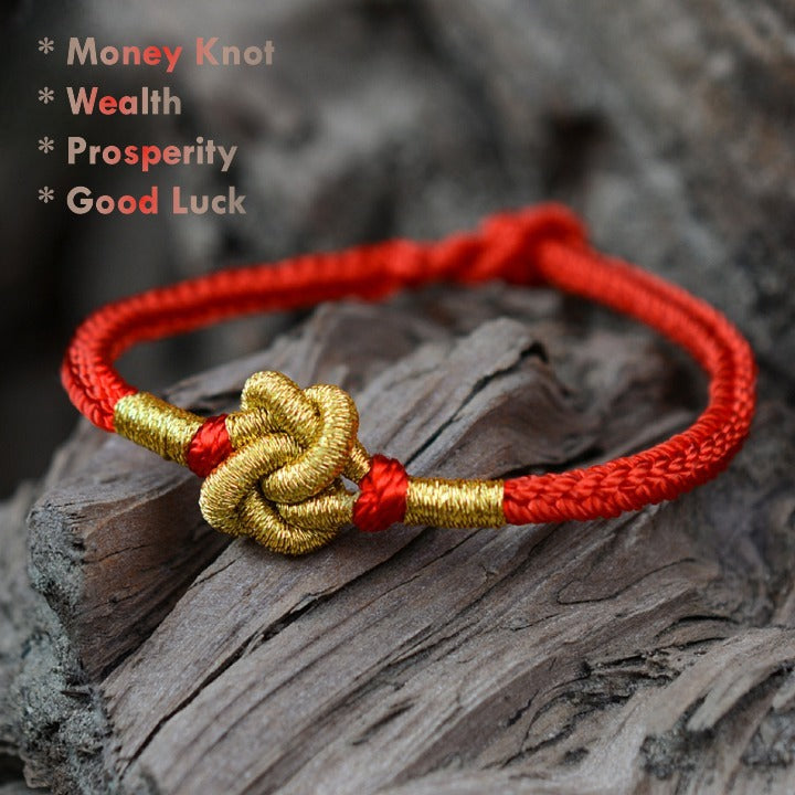 money knot red string bracelet wealth protection charm