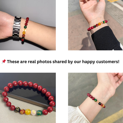 Unisex cinnabar bracelet symbolizing fortune and protection