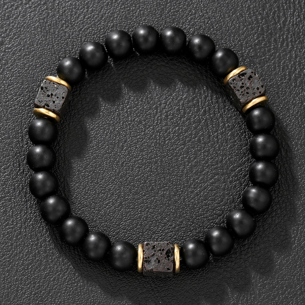 Natural lava stone bracelet men volcanic beads
