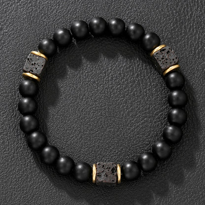 Natural lava stone bracelet men volcanic beads