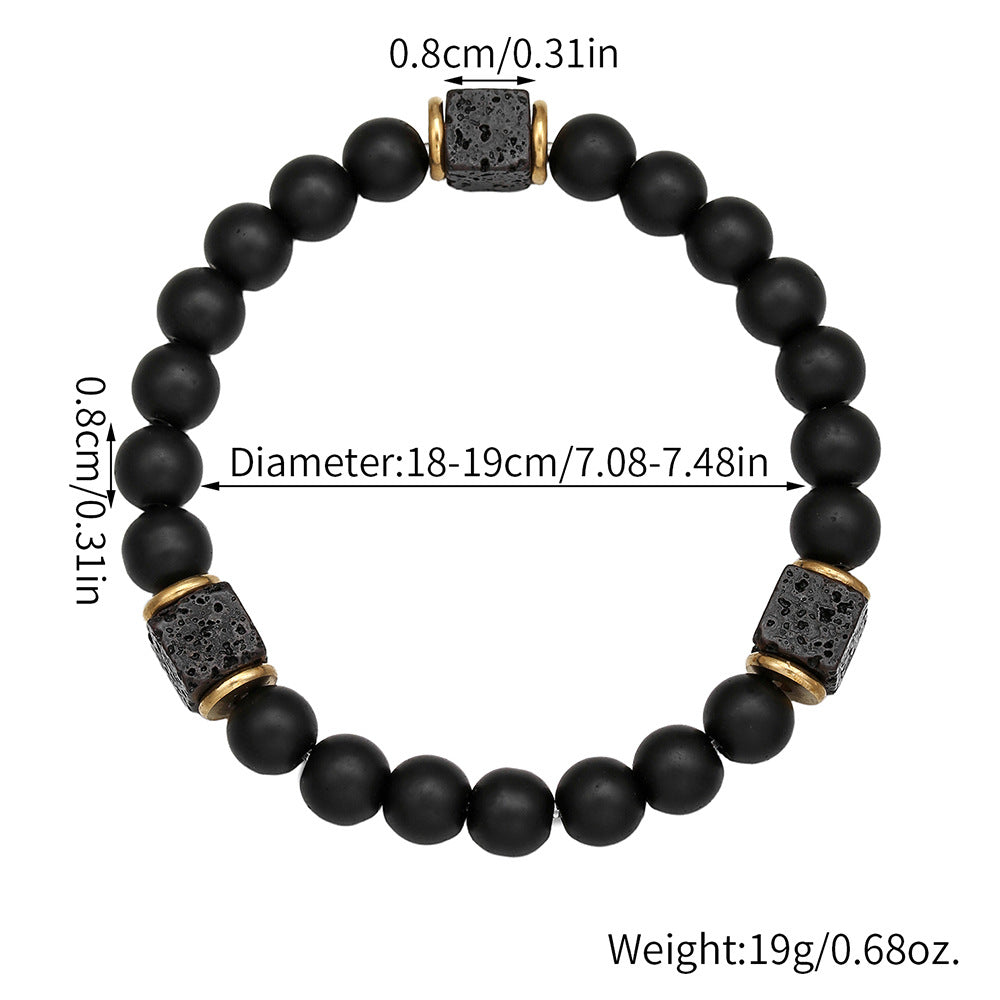 Black onyx cube bracelet men stretch design