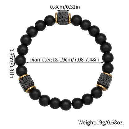 Black onyx cube bracelet men stretch design