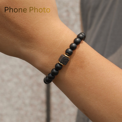 Lava stone & onyx bracelet bold style for men