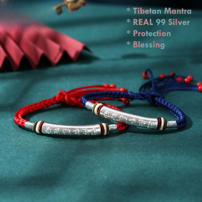 tibetan 99 silver mantra bracelet spiritual protection