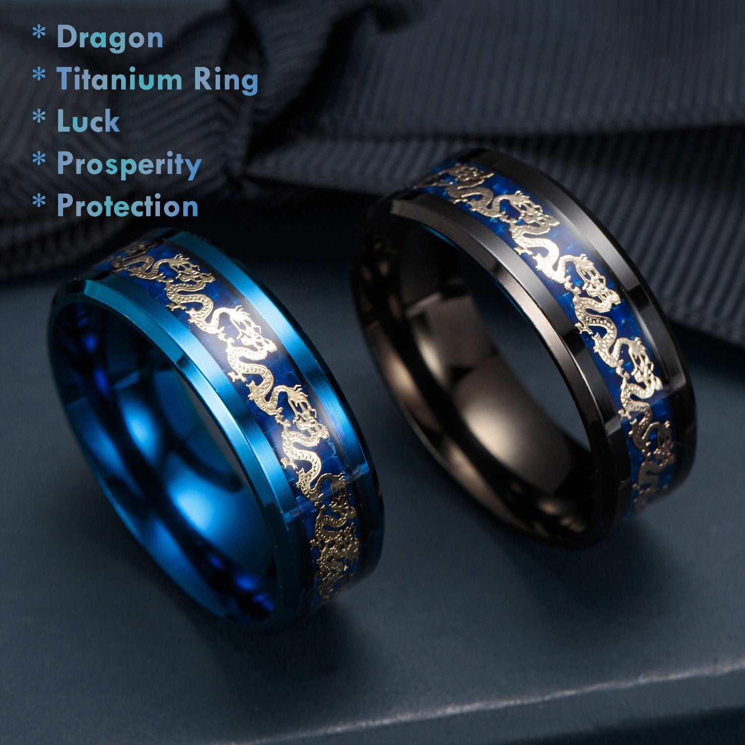 Dragon Titanium Ring for Luck & Protection
